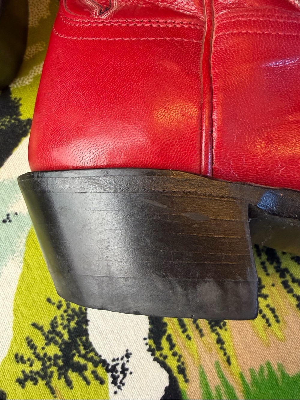 Vintage Lucchese 1883 Red Leather Cowboy Boots Snip-Toe Women's Size 8-8.5 - Picture 14 of 17